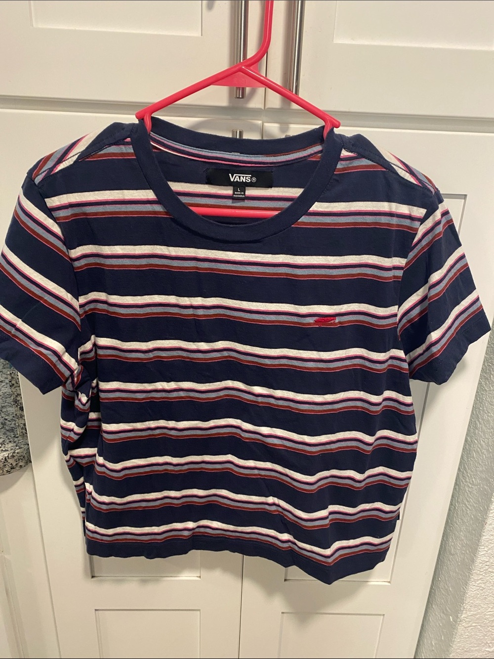 Vans Navy, White & Red Striped Short Sleeve Tee